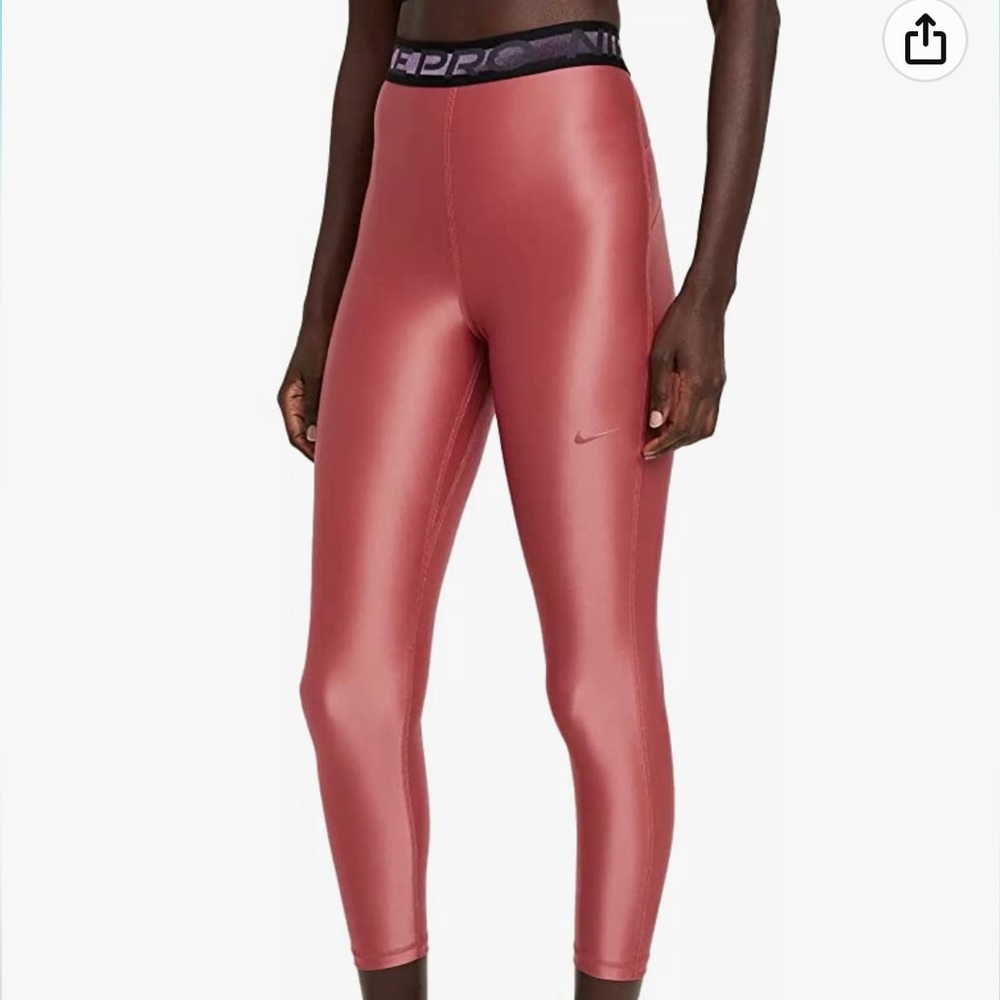 Nike Pro Womens High Waist 7/8 Leggings Tight Fit Canyon Rust